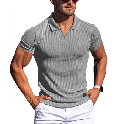 Slim-Fit Polo-Shirt V-Ausschnitt Herren