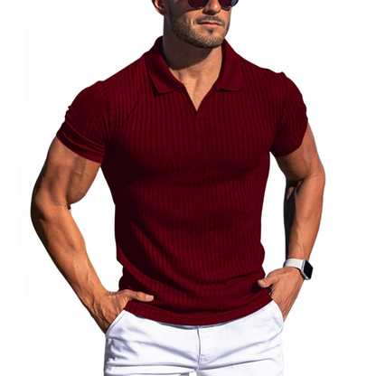 Slim-Fit Polo-Shirt V-Ausschnitt Herren