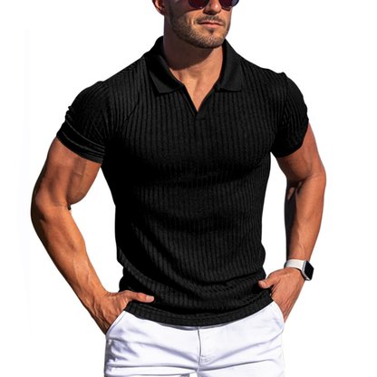 Slim-Fit Polo-Shirt V-Ausschnitt Herren