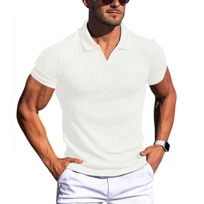 Slim-Fit Polo-Shirt V-Ausschnitt Herren