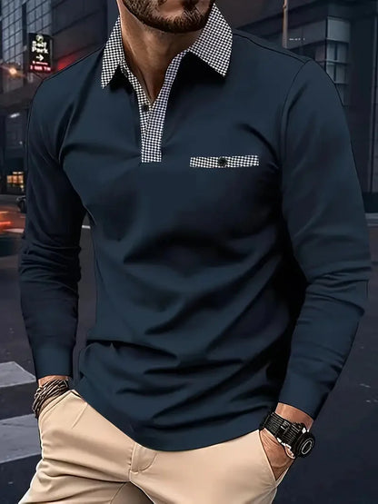 Herren Polohemd Langarm Elegant