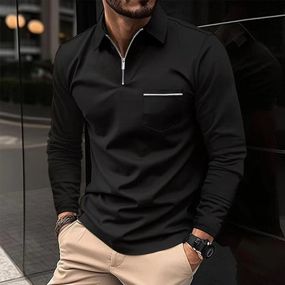 Herren Polohemd Langarm Elegant