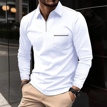 Herren Polohemd Langarm Elegant