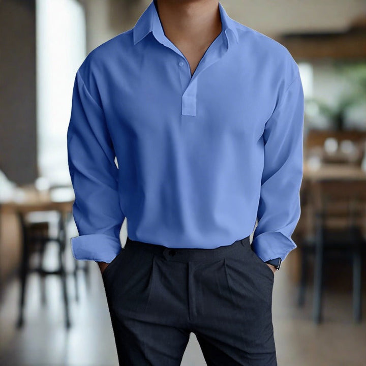 Bequemes Herren Polohemd Langarm Elegant