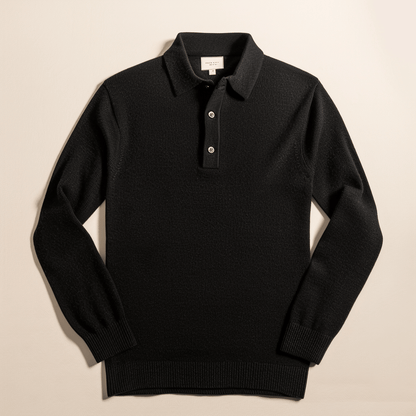 Herren Polohemd Langarm Kragen Elegant