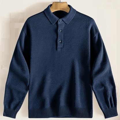 Herren Polohemd Langarm Kragen Elegant