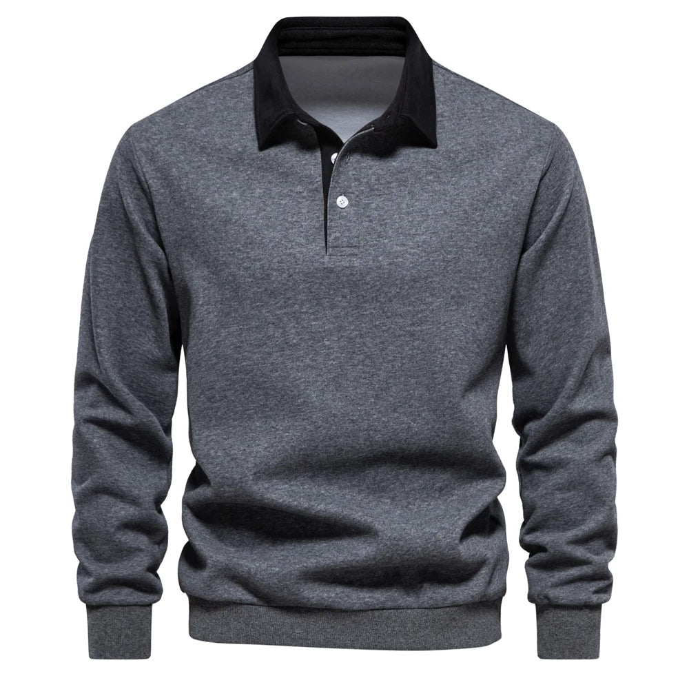 Herren Pullover Langarm Poloshirt