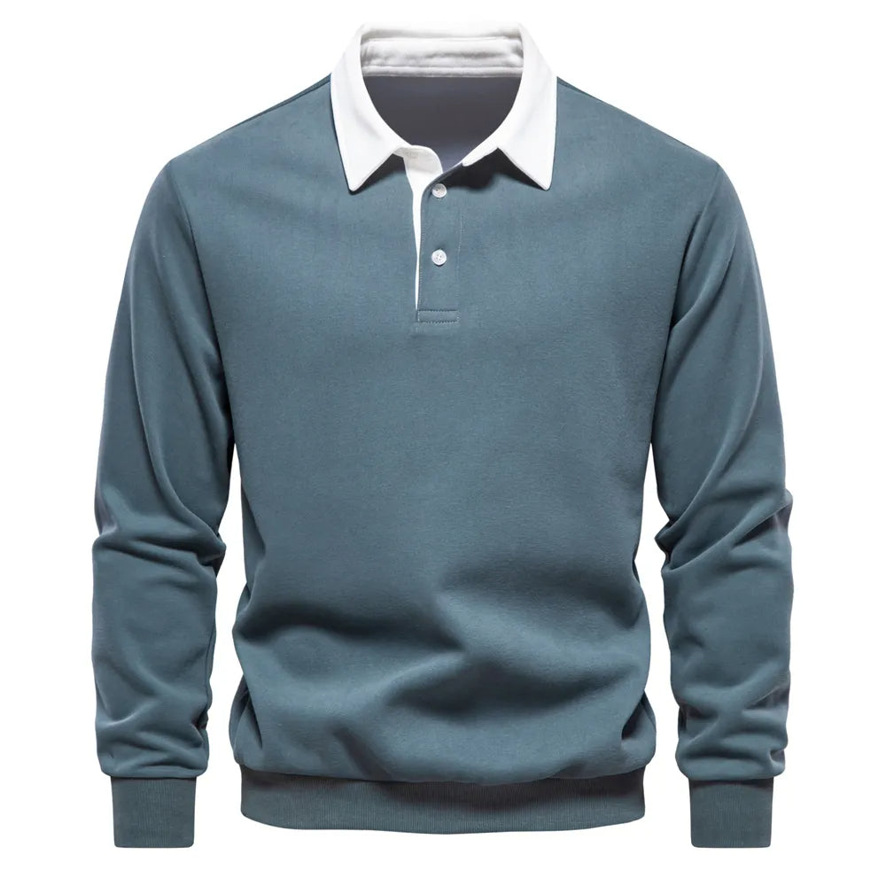 Herren Pullover Langarm Poloshirt