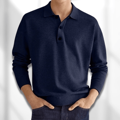 Herren Poloshirt Pullover Langarm Klassisch