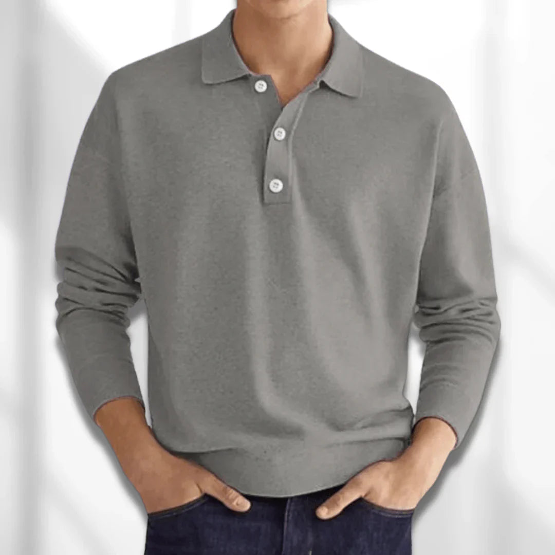 Herren Poloshirt Langarm Kragen