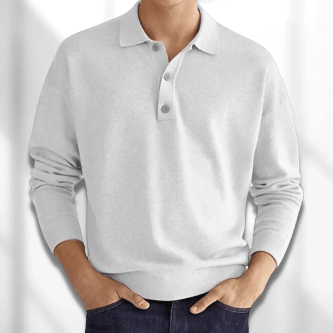 Herren Poloshirt Langarm Kragen