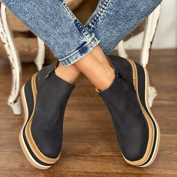 Stilvolle Stiefeletten Lederoptik Chunky Sneaker - IdealeKleiden
