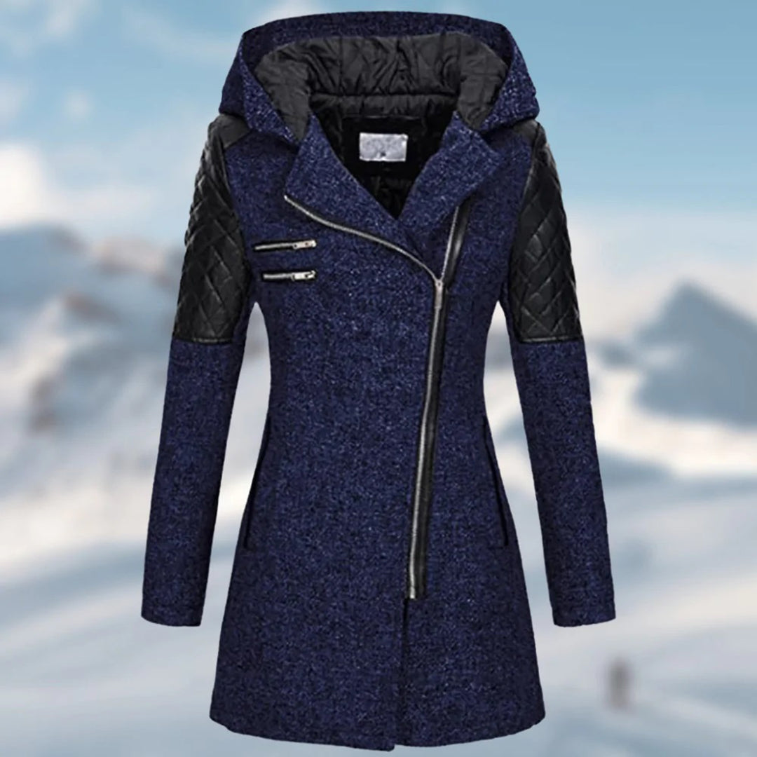 Frauen Mantel Warm Kapuze Wollmix