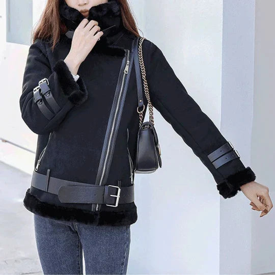 Winterjacke Warm Elegant Breit Revers