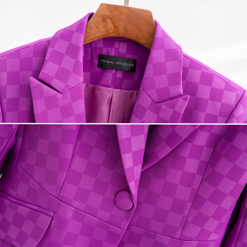 Elegante Damenblazer Karo Muster - IdealeKleiden