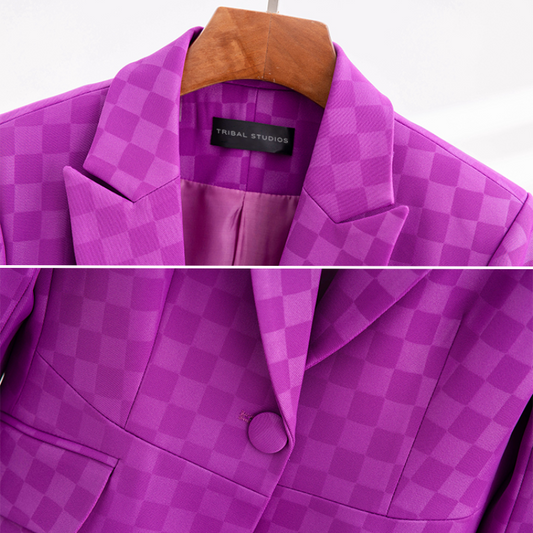 Elegante Damenblazer Karo Muster - IdealeKleiden