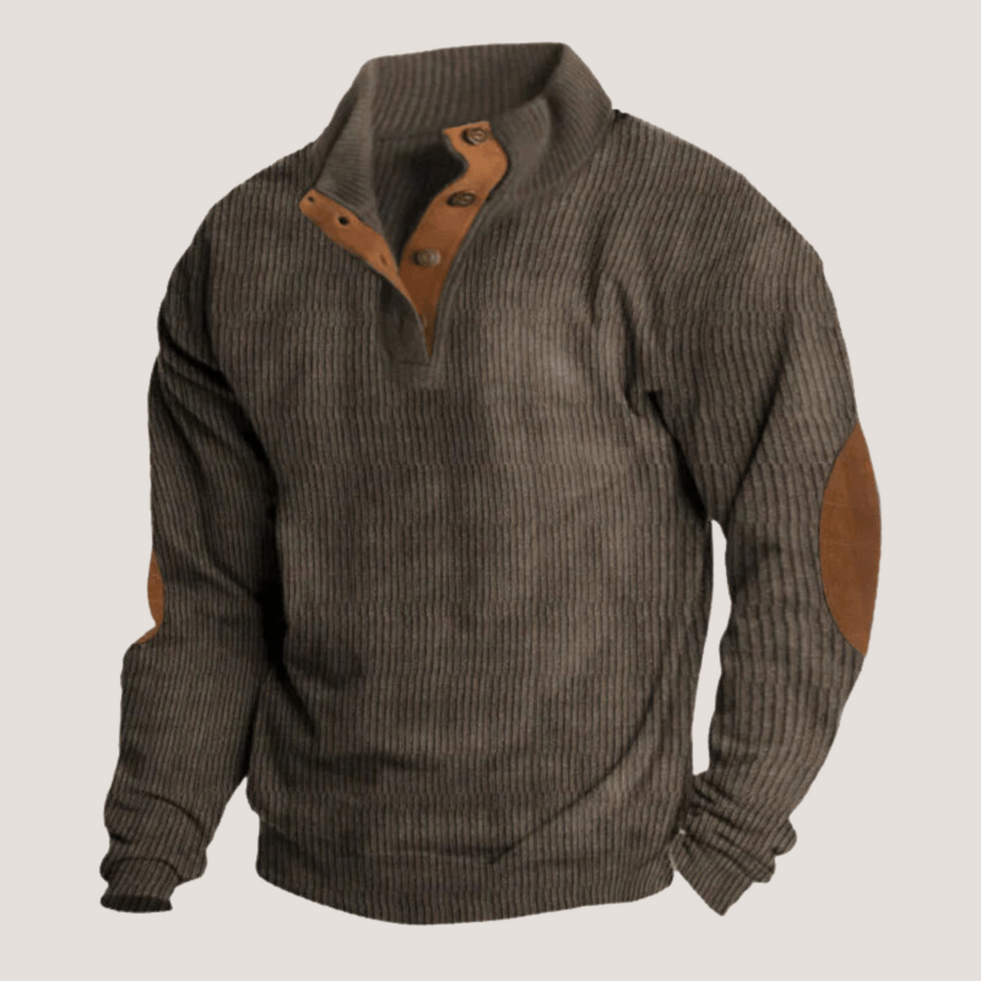 Herren Pullover mit Aufnäher Rippen Optik