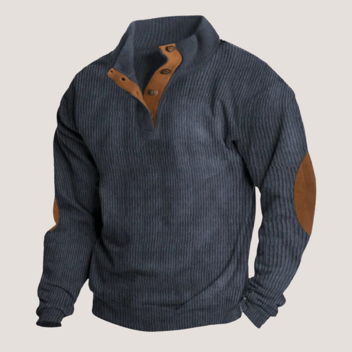 Herren Pullover mit Aufnäher Rippen Optik