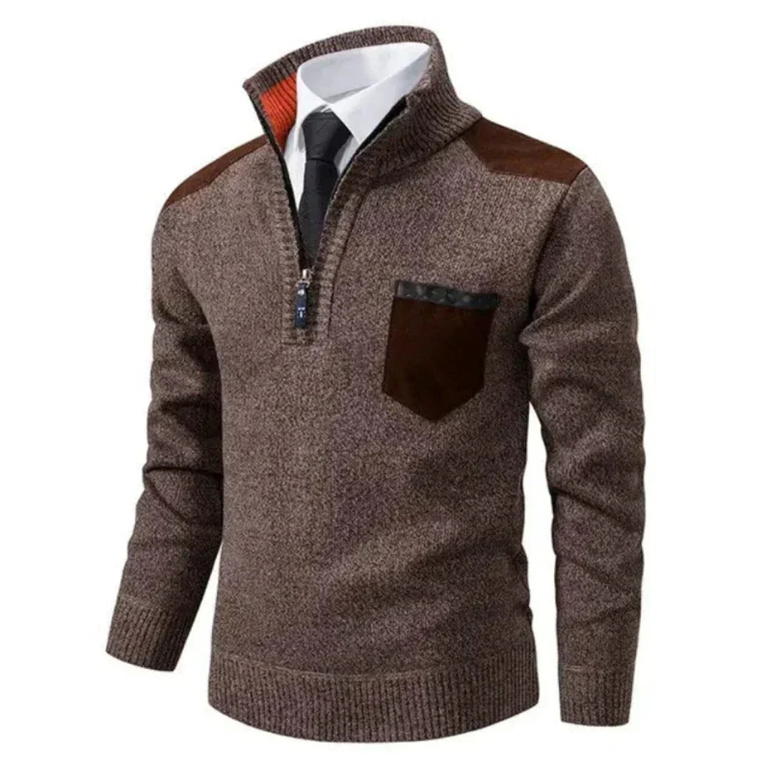 Herren Pullover Lässig Langarm Stricklook