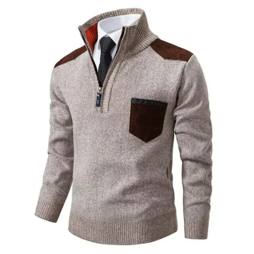 Herren Pullover Lässig Langarm Stricklook