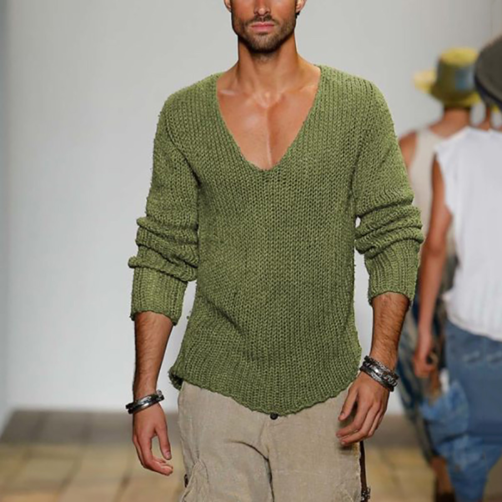 Herren Strickpullover V-Ausschnitt Langarm Casual