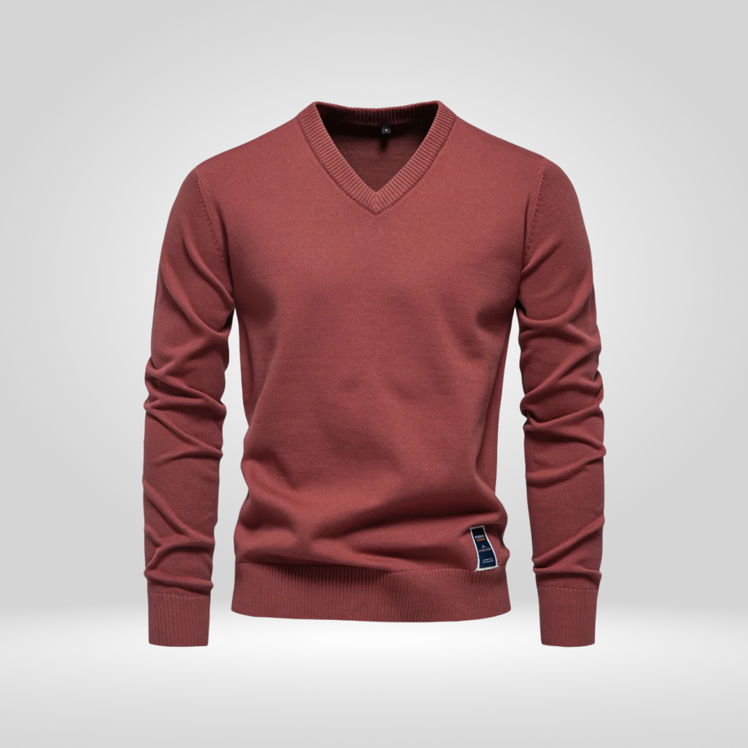Herren Pullover V-Ausschnitt Einfarbig