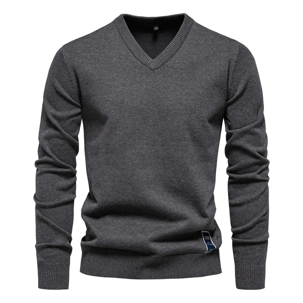 Klassischer Herren Pullover V-Ausschnitt Modern