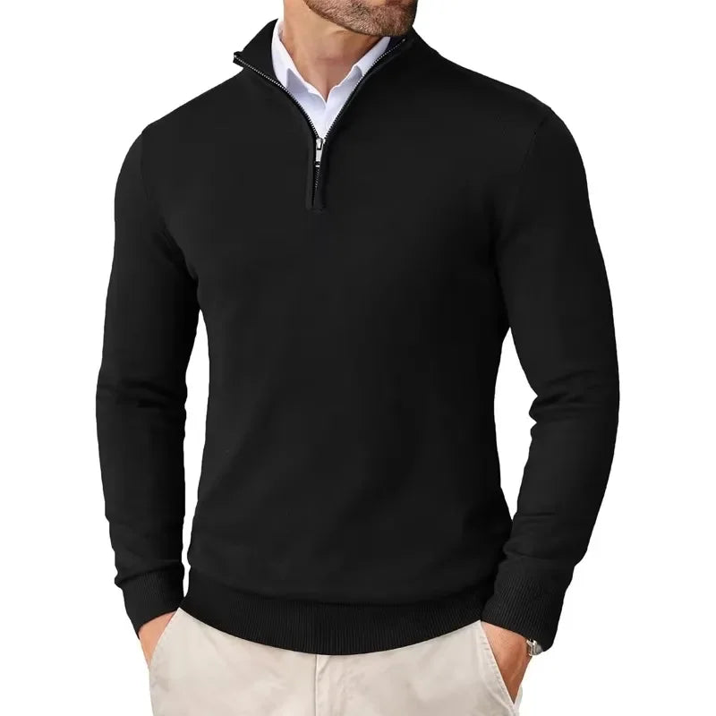 Herren Pullover Viertelreißverschluss Modern - IdealeKleiden