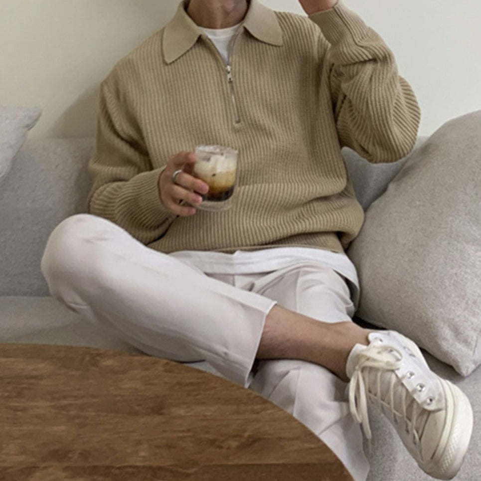 Herren Pullover Modern Viertelreißverschluss
