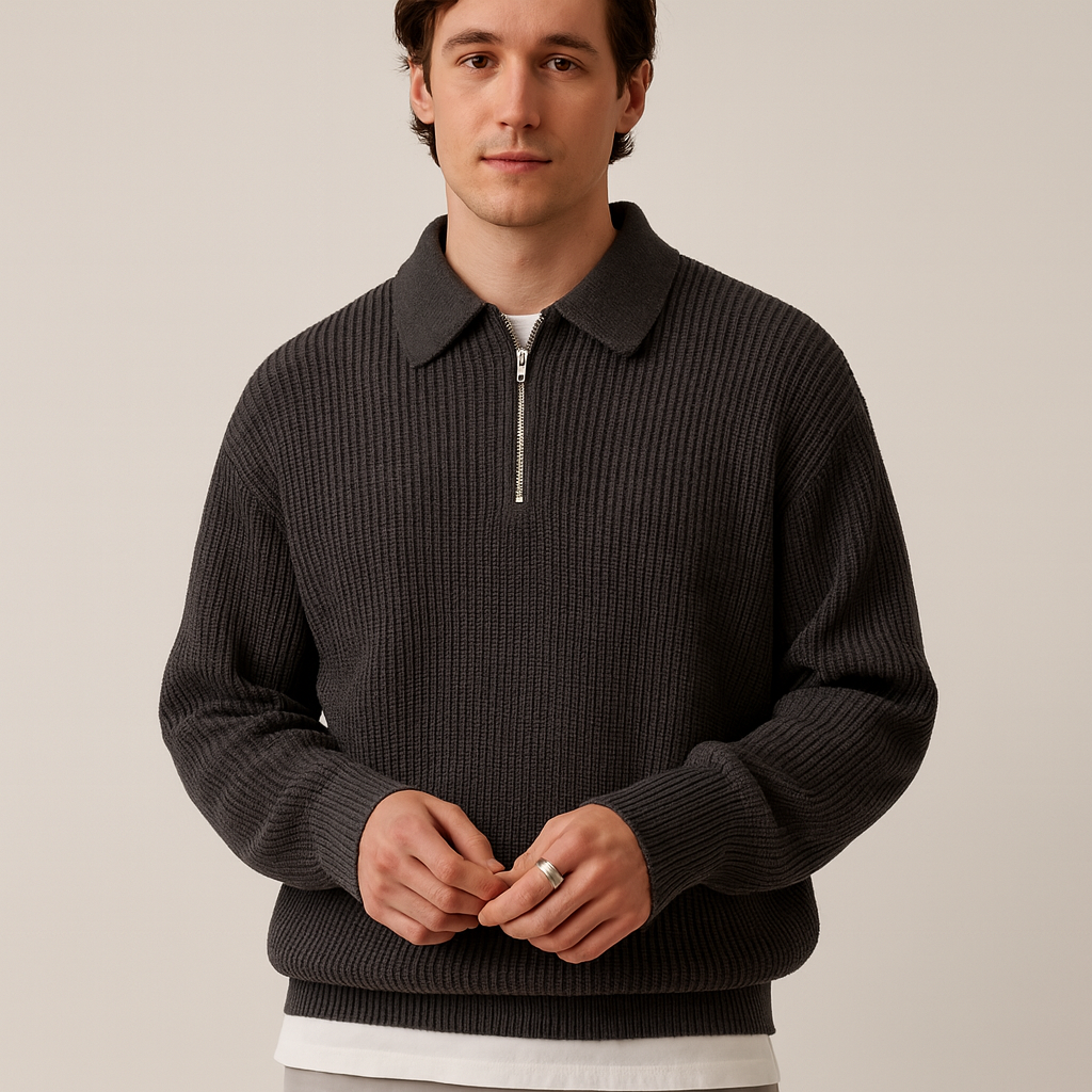 Herren Pullover Modern Viertelreißverschluss - IdealeKleiden