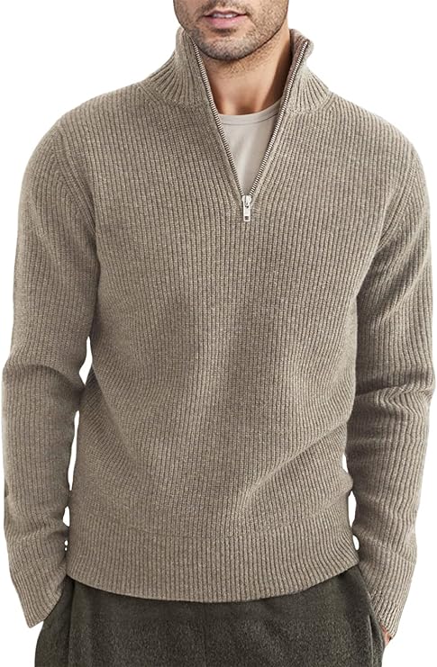 Herren Pullover Halbzipp Modisch Rippstrick