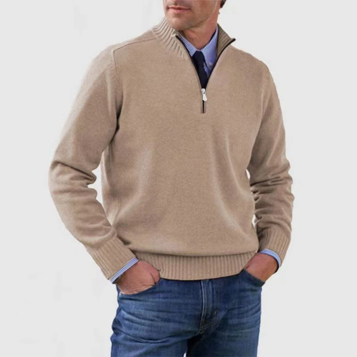 Herren Pullover Mit Viertelreißverschluss Lockere Passform