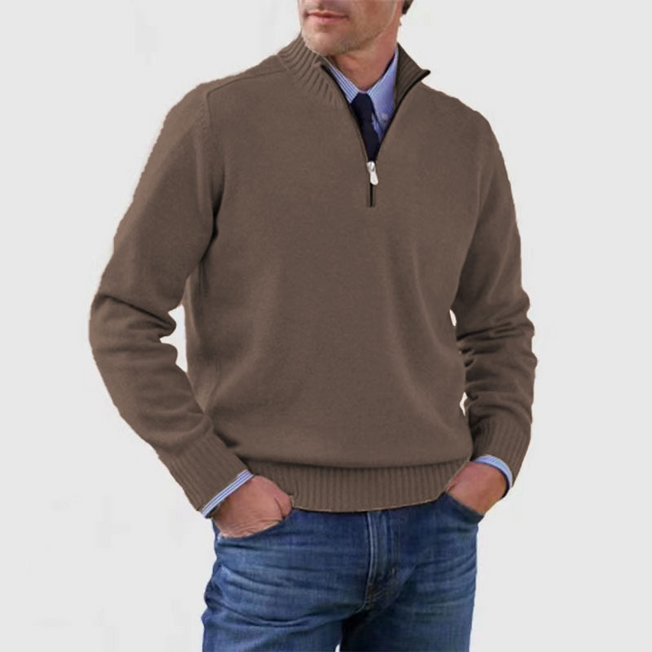 Herren Pullover Mit Viertelreißverschluss Lockere Passform