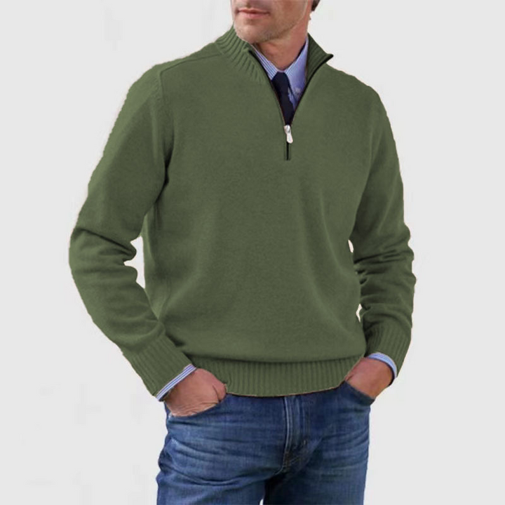 Herren Pullover Mit Viertelreißverschluss Lockere Passform
