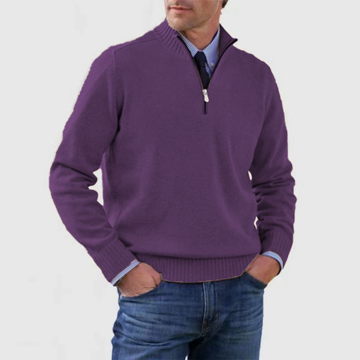 Herren Pullover Mit Viertelreißverschluss Lockere Passform