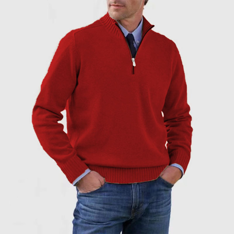 Herren Pullover Mit Viertelreißverschluss Lockere Passform