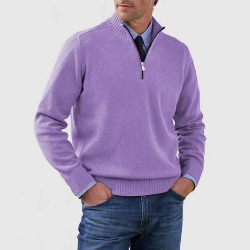 Herren Pullover Mit Viertelreißverschluss Lockere Passform