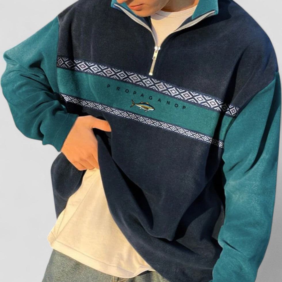 Herren Pullover Lässig Viertelreißverschluss - IdealeKleiden