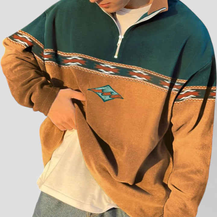 Herren Pullover Lässig Viertelreißverschluss