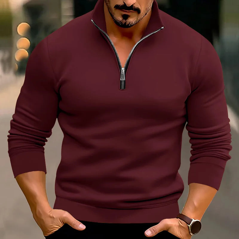 Herren Pullover Lässig Warm Halbzipper