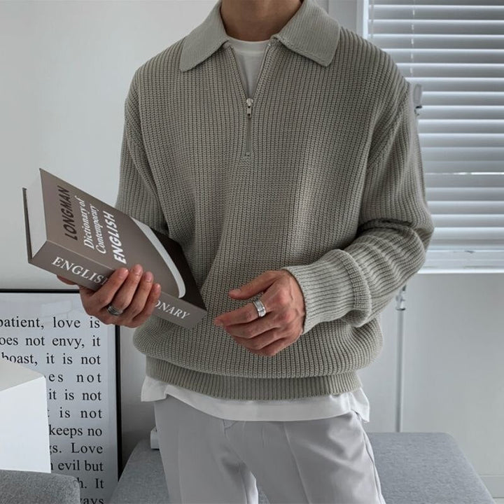 Herren Pullover Mit Halbem Reißverschluss