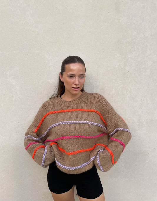 Große Oversized Pullover Neon Nähte - IdealeKleiden