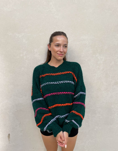 Große Oversized Pullover Neon Nähte