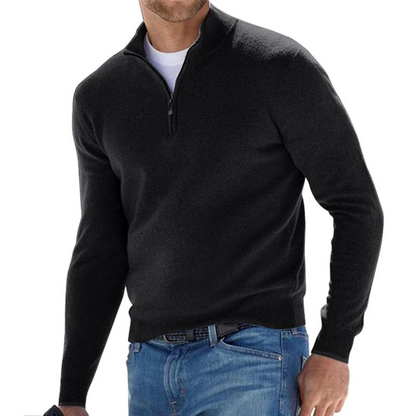 Herren Strickpullover Langarm Halbzipper