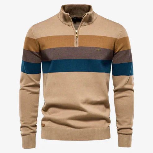 Herren Pullover Langarm Stehkragen Strick