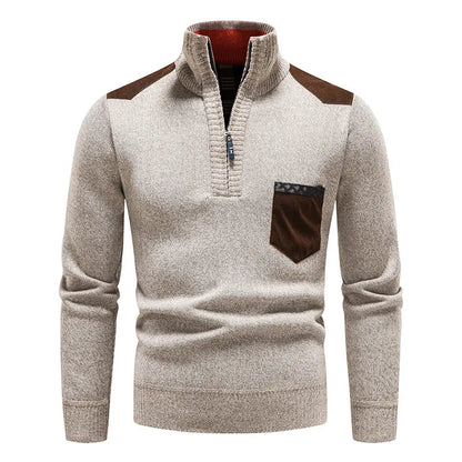Herren Strickpullover Warm Langarm Half Zip - IdealeKleiden