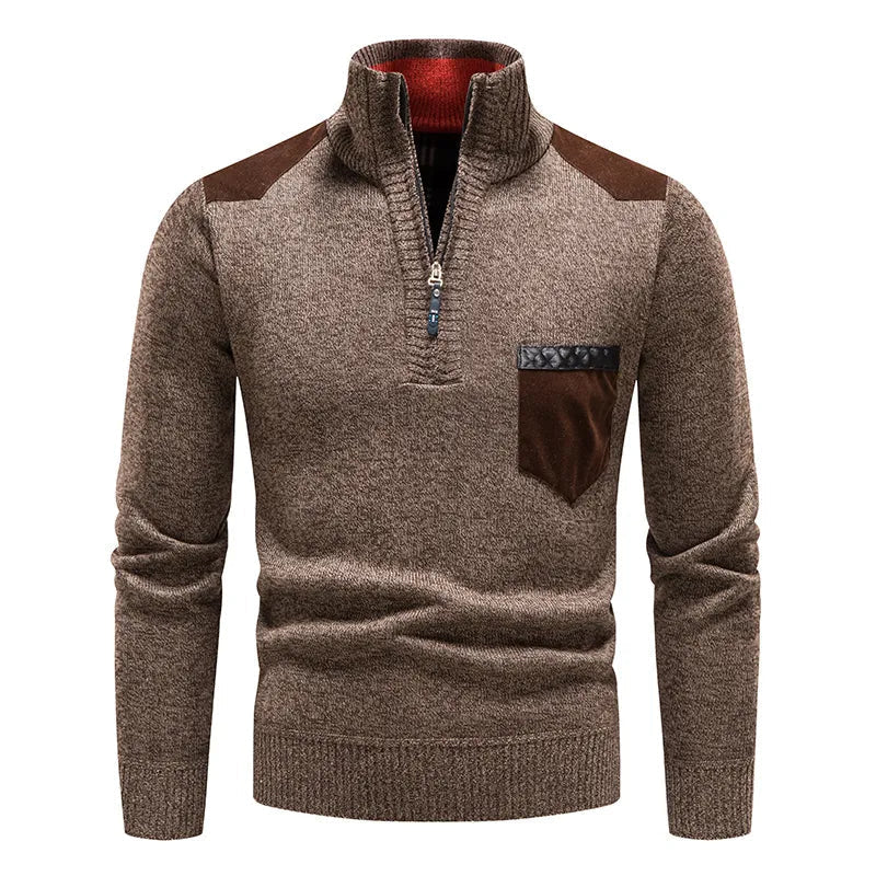 Herren Strickpullover Warm Langarm Half Zip