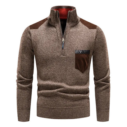 Herren Strickpullover Warm Langarm Half Zip