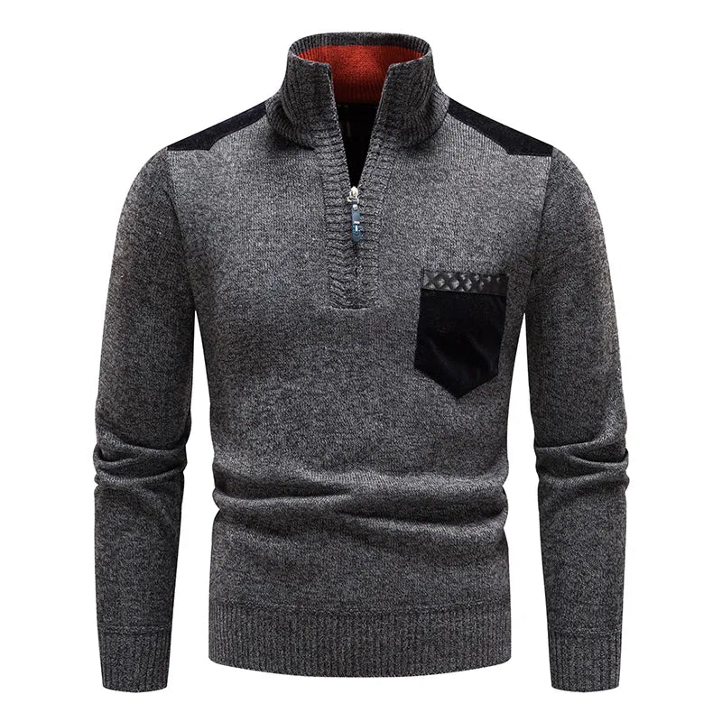 Herren Strickpullover Warm Langarm Half Zip