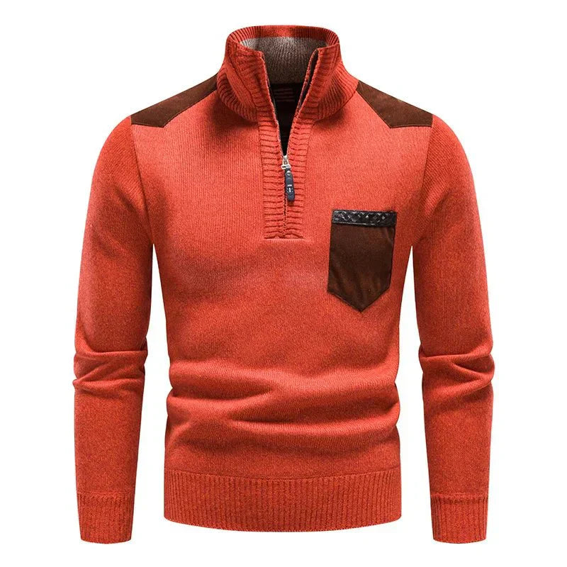 Herren Strickpullover Warm Langarm Half Zip